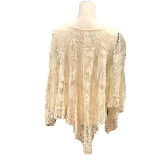Free People Open Lace Ivory Pullover Poncho Shawl, Size O/S - Picture 5 of 7